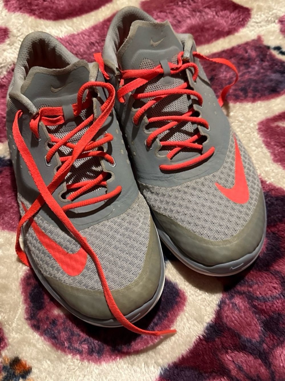 Nike Women’s Gray Athletic Sneakers with Coral Accents